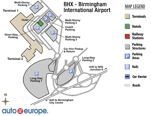 l'Aéroport de Birmingham Map