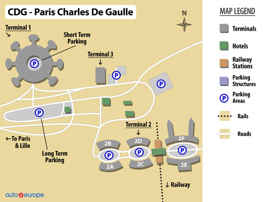 Carte de l'aéroport Paris CDG